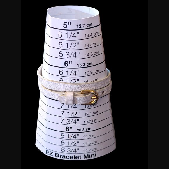 Stella & Dot Gold Tone Stud White Leather Wrap Bracelet 16" Long - Picture 10 of 11